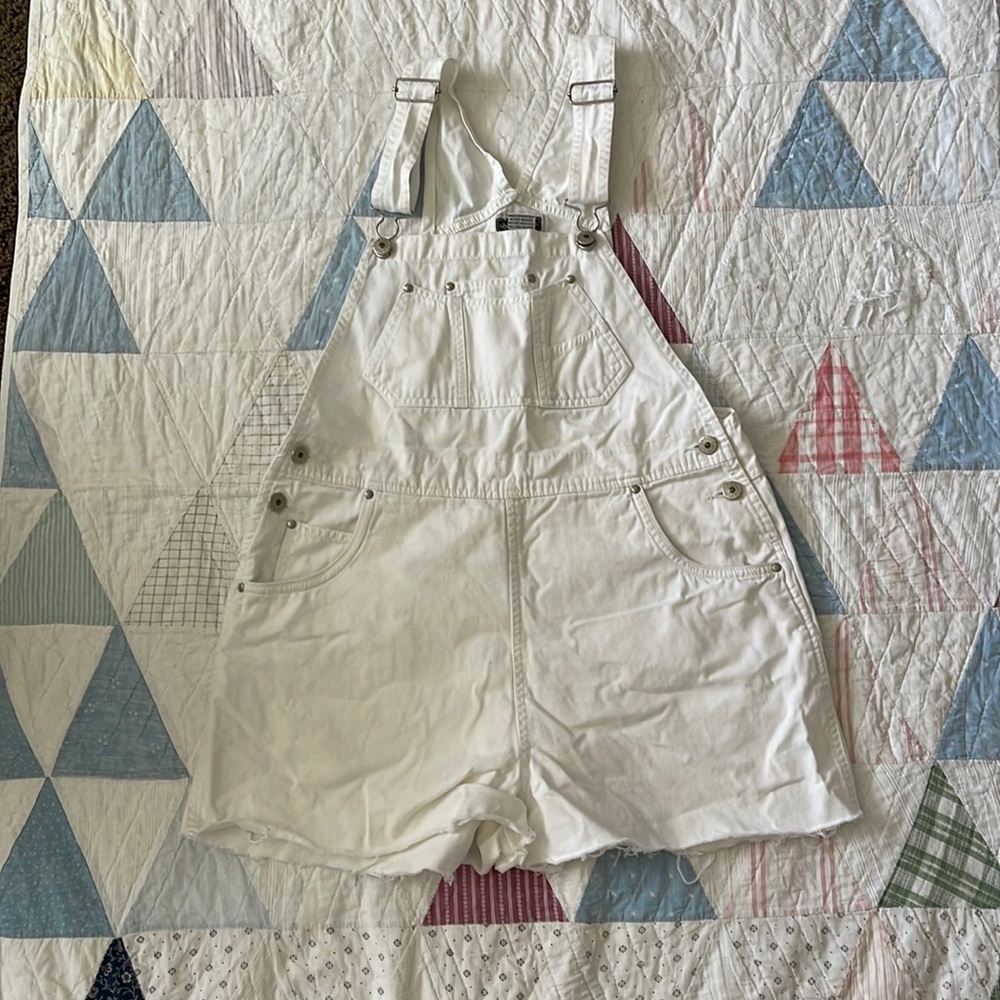 Vintage white overall shorts Y2K